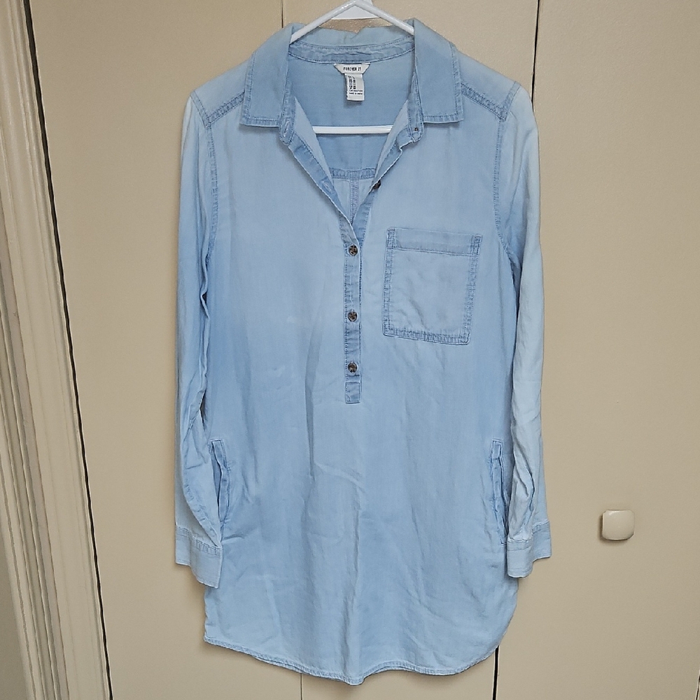 16. Forever 21 Sky Blue Denim Shirt Dress